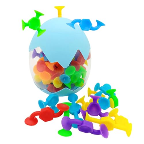 JurciCat 48 Stück Saugnapf Spielzeug Kinder Silikon Saugspielzeug Für Spielzeug Ab 3 Jahre Badewannen Spielzeug Reise Spielzeug Mit Aufbewahrungskiste Für Stressabbau Eltern-Kind Lnteraktives Spiel von JurciCat