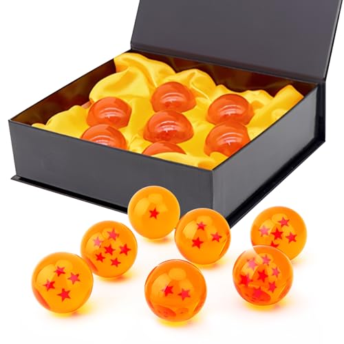 JurciCat 7 Stück Ball Drachen Anime Deko 4.3cm Dragon Kristallkugeln mit Geschenkbox für Sammler Cosplay-Party Tag der Kinder Geburtstag Halloween Weihnachten (1 bis 7 Sterne) von JurciCat