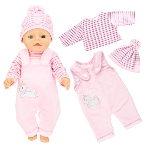 JurciCat Kleidung Bekleidung Outfits für Baby Puppen 35-43 cm (Puppen Nicht enthalten)für Babypuppen Puppenkleidung Puppenzubehör mit Hut Langarm Hose Puppe Zubehör von JurciCat