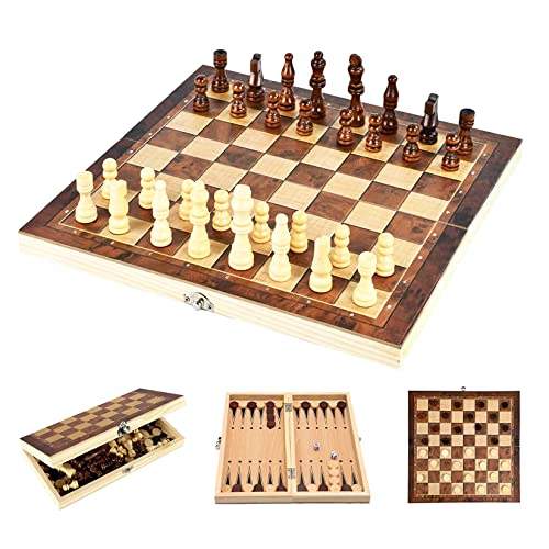 JurciCat Schach aus Holz Tragbares faltbares Schachspiel Schachbrett Holz Hochwertig 3 in 1 Chess Board Set für Familie Aktivitäten Party Erwachsene Kinder Reisen JurciCat Schach aus Holz Tragbares faltbares Schachspiel Schachbrett Holz Hochwertig 3 in 1 Chess Board Set für Familie Aktivitäten Party Erwachsene Kinder Reisen von JurciCat