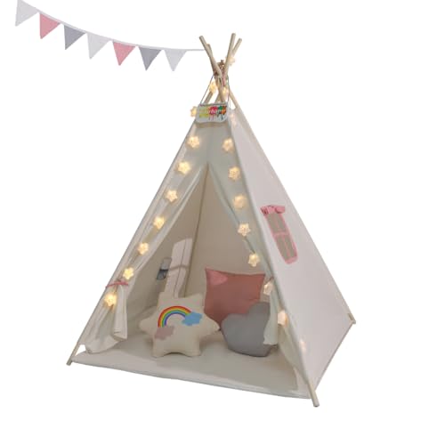 Jurhan Kinder-Tipi-Zelt Julia, 120x120x160cm, beige/rosa (rosa/beige) von Jurhan