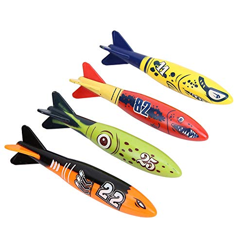 Juroupi 5,12 * 1,38 * 0,98 Zoll Torpedo-Raketenspielzeug, 4 Stück Torpedo-Rakete, Wasser-Torpedo-Rakete für, Schwimmen, Lernen, Sommerspielzeug, Schwimmen, Tauchen von Juroupi