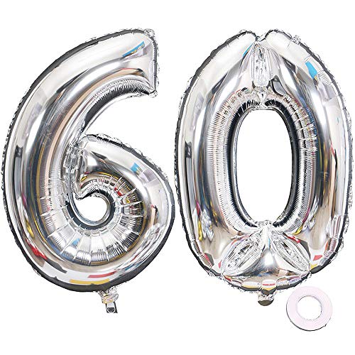 Jurxy Luftballon Zahl 60 Silber Geburtstag Folienballon Helium Folie Luftballons für Geburtstag Jubiläum 40 Zoll - Riesenzahlen #60 Jurxy Luftballon Zahl 60 Silber Geburtstag Folienballon Helium Folie Luftballons für Geburtstag Jubiläum 40 Zoll - Riesenzahlen #60 von Jurxy