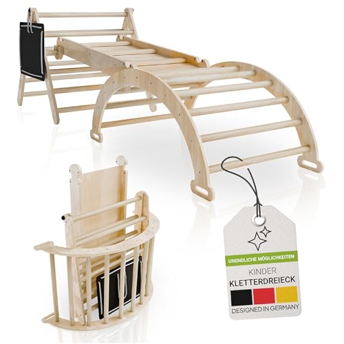 Juskys Kletterdreieck Movario Klein - Indoor Klettergerüst mit Rutsche & Kletterbogen - Dreieck Kinderzimmer & Kleinkind Spielplatz Klettern von Juskys