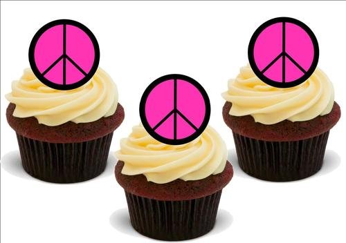 CND Hippie Frieden Rosa - 12 essbare hochwertige stehende WaffelnKrte Kuchen Toppers, CND Hippy Peace Pink - 12 Standup Premium Wafer Cake Toppers CND Hippie Frieden Rosa - 12 essbare hochwertige stehende WaffelnKrte Kuchen Toppers, CND Hippy Peace Pink - 12 Standup Premium Wafer Cake Toppers von Just Party Supplies