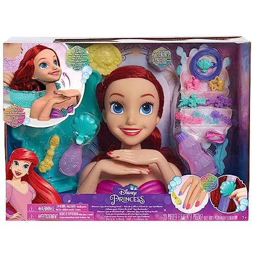 Disney Princess Shimmer Spa Ariel-Frisierkopf, 20 cm groß, 20-teilig, rotes Haar, Kinderspielzeug ab 3 Jahren von Just Play von Disney Princess