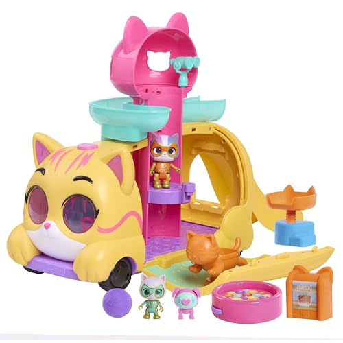 Disney Junior SuperKitties Purr ‘N’ Go, Spielset mit Licht- und Soundeffekten, 12-teilig, bewegliche Figuren von Just Play