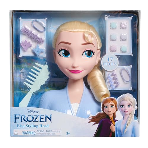 Just Play Disney Frozen 2 ELSA die Schneekönigin Frisierkopf Deluxe 20cm mit 14 Zubehörteilen für Styling-Spaß, ab 3 Jahren von Just Play
