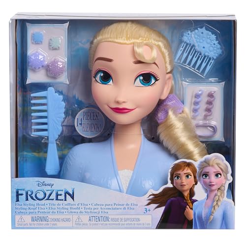 Just Play Disney Frozen 2 ELSA die Schneekönigin Frisierkopf Deluxe 20cm mit 14 Zubehörteilen für Styling-Spaß, ab 3 Jahren von Just Play