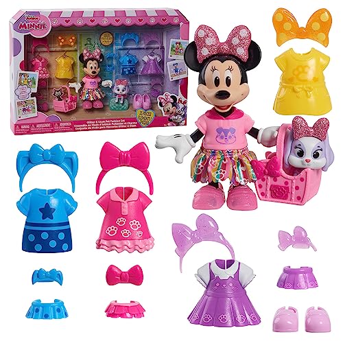 Just Play Disney Junior Minnie Mouse Glitter and Glam Haustiermoden-Set, 23-teilig, Puppe und Accessoires, Kinderspielzeug ab 3 Jahren von Just Play