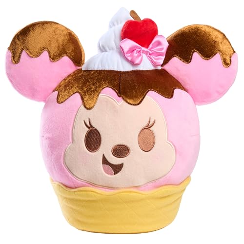 Just Play Disney Munchlings Squeeze-A-Munch Große duftende Erdbeer-Eisbecher Waffelschale Minnie Maus 25,4 cm Plüsch, Kinderspielzeug, ab 0 Jahren von Just Play