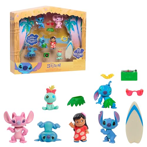 Just Play Disney Stitch Sammelfiguren-Set mit 5 Zubehörteilen, 11-teilig, 5 cm große Figuren, Spielzeug zum Sammeln, Deko-Figuren, Kinderspielzeug ab 3 Jahren von Just Play