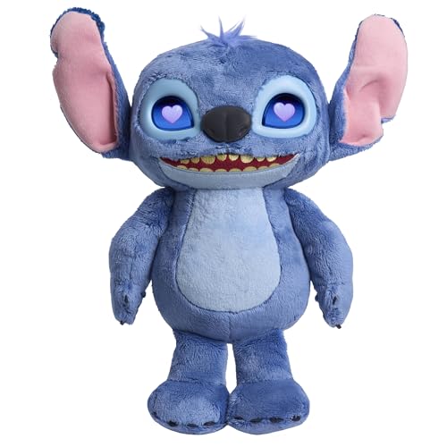 Just Play Disney Stitch Many Moods 34,3 cm großes interaktives Plüschtier, 50+ Soundeffekte und Sprüche, ausdrucksvolle LCD-Augen, Kinderspielzeug ab 3 Jahren von Just Play
