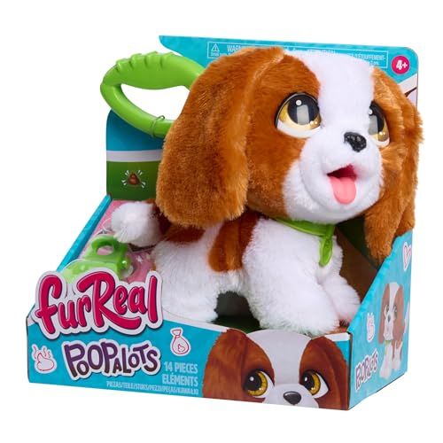 Just Play furReal Poop-a-Lots Cavalier King Charles Spaniel, interaktives, 20,3 cm großes, laufendes Plüschtier, Hündchen mit Leine, das „Häufchen“ Macht, 6-teilig, Kinderspielzeug ab 4 Jahren von Just Play