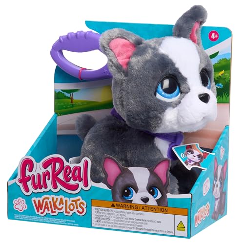Just Play furReal Walk-A-Lots French Bulldog, interaktives Spielzeug, 20,3 cm großer, laufender Plüschwelpe mit Soundeffekten, 4-teilig, Kinderspielzeug ab 4 Jahren von Just Play