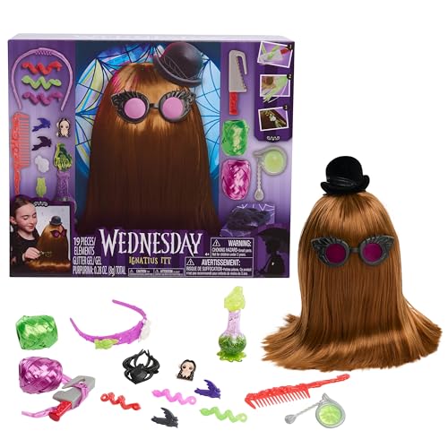 Just Play Wednesday Ignatius Itt Stylingkopf, 25,4 cm, 20 Stück, 360 Grad Styling-Optionen, Rollenspiel, Kinderspielzeug, ab 4 Jahren von Just Play