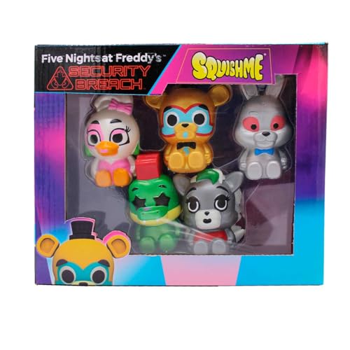 Five Nights at Freddy's Security Breach SquishMe Serie 1 Sammlerbox, 5er-Pack: Stressabbau-Spielzeug, Partygeschenk und Fidget-Spielzeug für Kinder – ganze Serie 1 Set mit FNAF-Figuren Squishies Five Nights at Freddy's Security Breach SquishMe Serie 1 Sammlerbox, 5er-Pack: Stressabbau-Spielzeug, Partygeschenk und Fidget-Spielzeug für Kinder – ganze Serie 1 Set mit FNAF-Figuren Squishies von Just Toys LLC