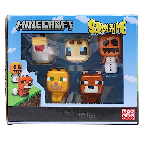 Minecraft SquishMe Serie 3 Sammlerbox, 5er-Pack: Stressabbau-Spielzeug, Partygeschenk und Fidget-Spielzeug für Kinder – gesamte Serie 3 Set mit Minecraft-Figuren und Squishies mit Tieren von Just Toys LLC
