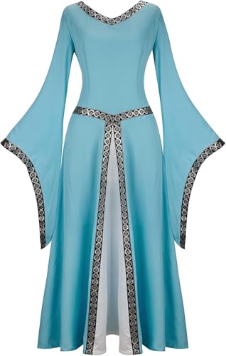 Jutrisujo Mittelalter Kleid Renaissance mit Trompetenärmel Party Kostüm bodenlang Vintage Retro Medieval Dress for Women Costume Cosplay Damen blau 2XL Jutrisujo Mittelalter Kleid Renaissance mit Trompetenärmel Party Kostüm bodenlang Vintage Retro Medieval Dress for Women Costume Cosplay Damen blau 2XL von Jutrisujo