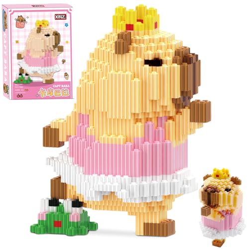 Juvanovo Capybara Bauspielzeug Sets, 1680 Stück Capybara Mini Baustein Set mit Handbuch, Capybara Bausteine, Mikro Bausteine Spielzeug, Geschenk für Mädchen und Jungen von Juvanovo