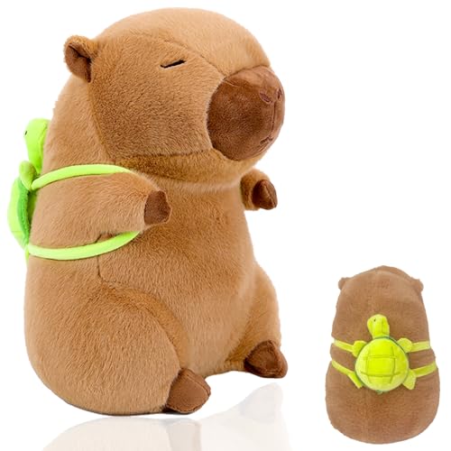 Juvanovo Capybara Kuscheltier, 25cm Capybara Plüschtier, Wasserschwein Kuscheltier, Capybara Stofftier, Capybara Plushie Puppen, Capybara mit Schildkrötenrucksack, Spielzeug für Kinder Jungen Mädchen Juvanovo Capybara Kuscheltier, 25cm Capybara Plüschtier, Wasserschwein Kuscheltier, Capybara Stofftier, Capybara Plushie Puppen, Capybara mit Schildkrötenrucksack, Spielzeug für Kinder Jungen Mädchen von Juvanovo