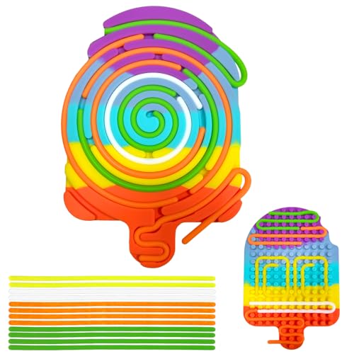 Juvanovo Sensorik Activity Board, Sensorisches Aktivitätsbrett Silikon, Doppelseitiges Aktivitätsbrett mit 12 Bunter Stick, Sensorische Spielzeug für ADHD OCD ADD Autismus (Eiscreme) von Juvanovo