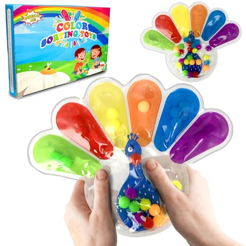 Juvanovo Sensorik Spielzeug, Anti Stress Spielzeug, Pfau Farbsortierspielzeug, Fidget Toys zum Sortieren der Farben, Sensorisches Spielzeug für ADHS Autismus Juvanovo Sensorik Spielzeug, Anti Stress Spielzeug, Pfau Farbsortierspielzeug, Fidget Toys zum Sortieren der Farben, Sensorisches Spielzeug für ADHS Autismus von Juvanovo