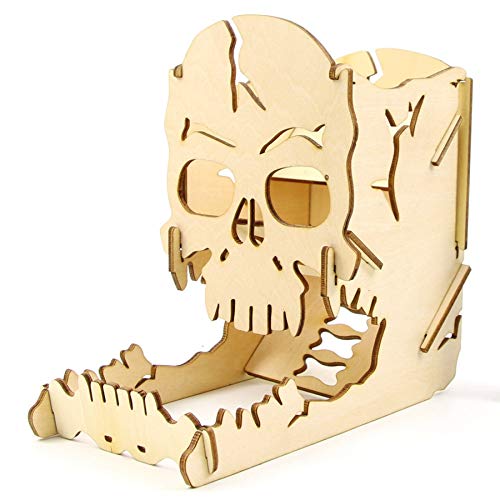 Juwaacoo Skull Dice Tower Wood Skull Carving Dice Easy Roller Box for von Juwaacoo