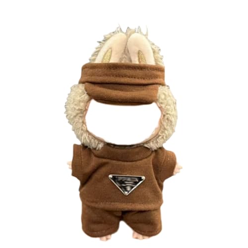 Juyuup 17cm Junge Plüschtier-Kleidungsset (Ohne Puppen) - Weicher Stoff-Latzhose & Mütze für 15-20cm Figuren (Stil 10) von Juyuup