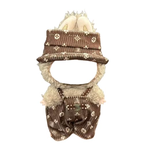 Juyuup 17cm Junge Plüschtier-Kleidungsset (Ohne Puppen) - Weicher Stoff-Latzhose & Mütze für 15-20cm Figuren (Stil 11) von Juyuup