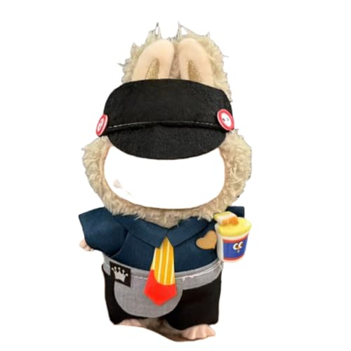 Juyuup 17cm Junge Plüschtier-Kleidungsset (Ohne Puppen) - Weicher Stoff-Latzhose & Mütze für 15-20cm Figuren (Stil 12) von Juyuup