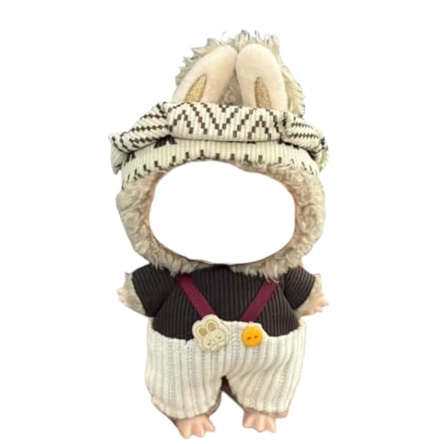 Juyuup 17cm Junge Plüschtier-Kleidungsset (Ohne Puppen) - Weicher Stoff-Latzhose & Mütze für 15-20cm Figuren (Stil 14) von Juyuup