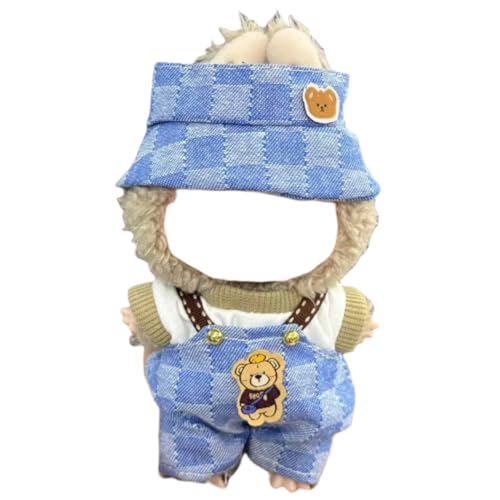 Juyuup 17cm Junge Plüschtier-Kleidungsset (Ohne Puppen) - Weicher Stoff-Latzhose & Mütze für 15-20cm Figuren (Stil 15) von Juyuup
