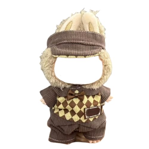 Juyuup 17cm Junge Plüschtier-Kleidungsset (Ohne Puppen) - Weicher Stoff-Latzhose & Mütze für 15-20cm Figuren (Stil 17) von Juyuup