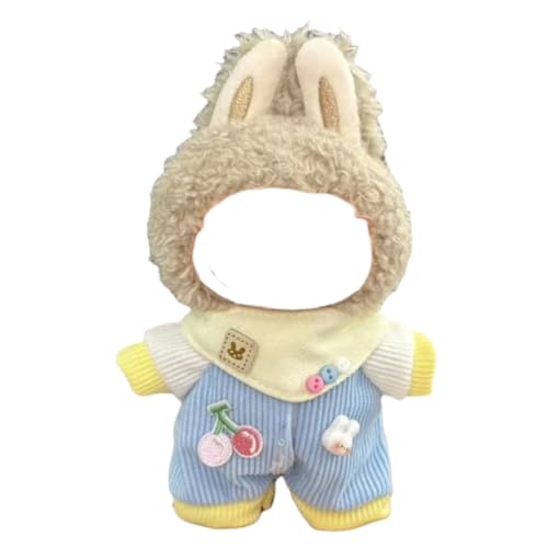 Juyuup 17cm Junge Plüschtier-Kleidungsset (Ohne Puppen) - Weicher Stoff-Latzhose & Mütze für 15-20cm Figuren (Stil 18) von Juyuup