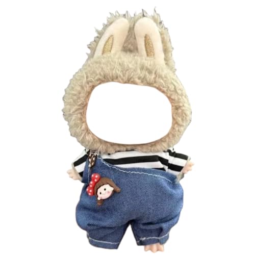 Juyuup 17cm Junge Plüschtier-Kleidungsset (Ohne Puppen) - Weicher Stoff-Latzhose & Mütze für 15-20cm Figuren (Stil 21) von Juyuup