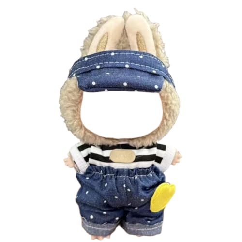 Juyuup 17cm Junge Plüschtier-Kleidungsset (Ohne Puppen) - Weicher Stoff-Latzhose & Mütze für 15-20cm Figuren (Stil 22) von Juyuup
