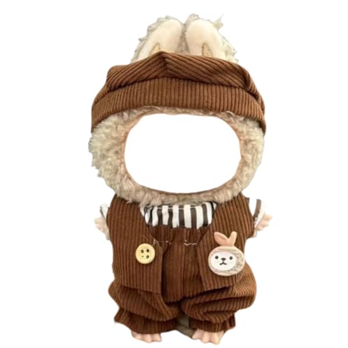 Juyuup 17cm Junge Plüschtier-Kleidungsset (Ohne Puppen) - Weicher Stoff-Latzhose & Mütze für 15-20cm Figuren (Stil 23) von Juyuup
