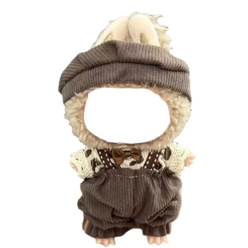 Juyuup 17cm Junge Plüschtier-Kleidungsset (Ohne Puppen) - Weicher Stoff-Latzhose & Mütze für 15-20cm Figuren (Stil 24) von Juyuup