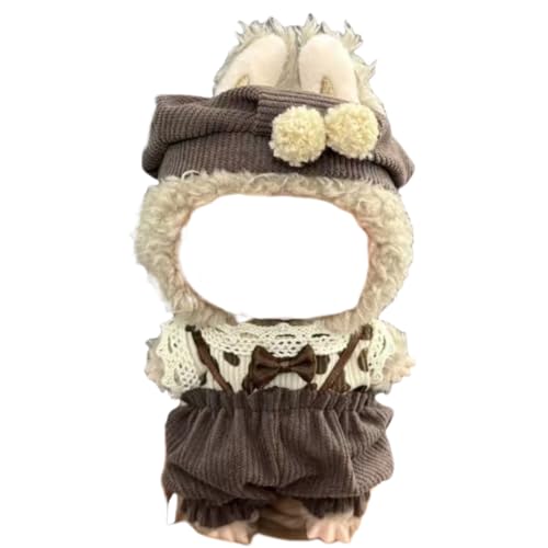 Juyuup 17cm Junge Plüschtier-Kleidungsset (Ohne Puppen) - Weicher Stoff-Latzhose & Mütze für 15-20cm Figuren (Stil 26) von Juyuup