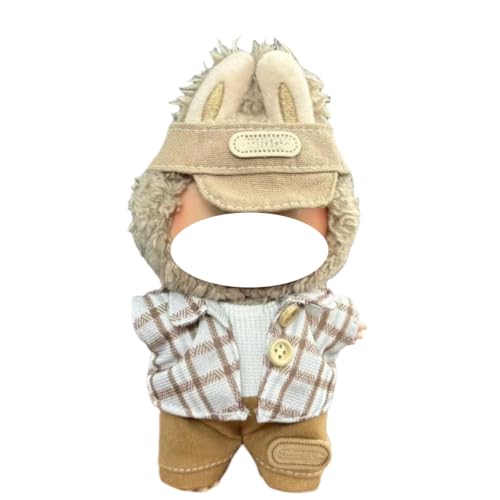 Juyuup 17cm Junge Plüschtier-Kleidungsset (Ohne Puppen) - Weicher Stoff-Latzhose & Mütze für 15-20cm Figuren (Stil 3) von Juyuup