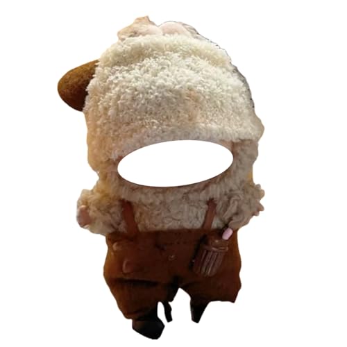 Juyuup 17cm Junge Plüschtier-Kleidungsset (Ohne Puppen) - Weicher Stoff-Latzhose & Mütze für 15-20cm Figuren (Stil 4) von Juyuup