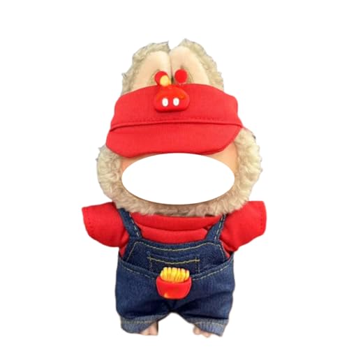 Juyuup 17cm Junge Plüschtier-Kleidungsset (Ohne Puppen) - Weicher Stoff-Latzhose & Mütze für 15-20cm Figuren (Stil 5) von Juyuup