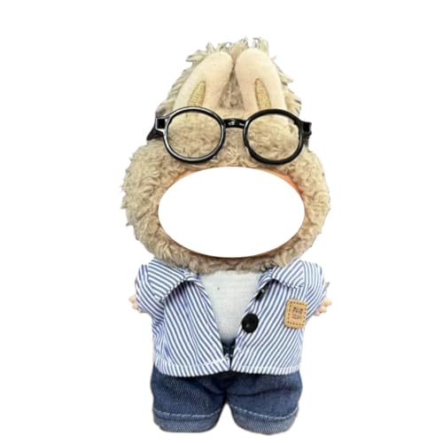 Juyuup 17cm Junge Plüschtier-Kleidungsset (Ohne Puppen) - Weicher Stoff-Latzhose & Mütze für 15-20cm Figuren (Stil 6) von Juyuup