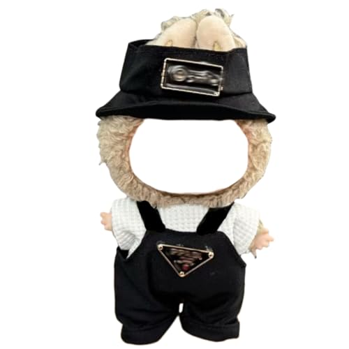Juyuup 17cm Junge Plüschtier-Kleidungsset (Ohne Puppen) - Weicher Stoff-Latzhose & Mütze für 15-20cm Figuren (Stil 7) von Juyuup