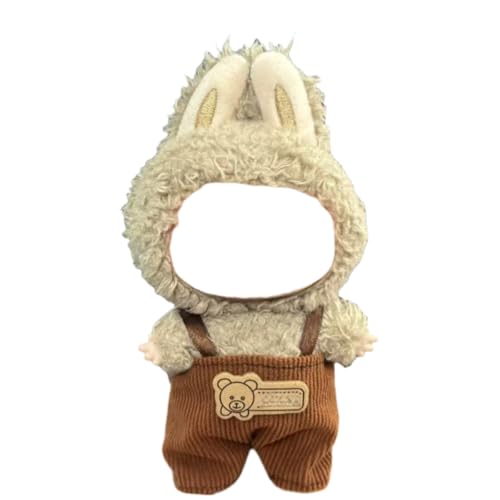 Juyuup 17cm Junge Plüschtier-Kleidungsset (Ohne Puppen) - Weicher Stoff-Latzhose & Mütze für 15-20cm Figuren (Stil 9) von Juyuup