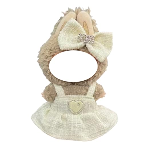 Juyuup 17cm Mädchen Plüschtier-Kleidungsset (Ohne Puppen) - Weicher Stoff-Latzhose & Mütze für 15-20cm Figuren (Stil 1) von Juyuup