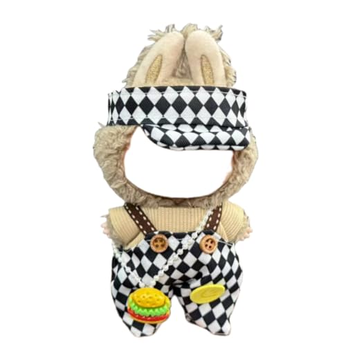 Juyuup 17cm Mädchen Plüschtier-Kleidungsset (Ohne Puppen) - Weicher Stoff-Latzhose & Mütze für 15-20cm Figuren (Stil 10) von Juyuup