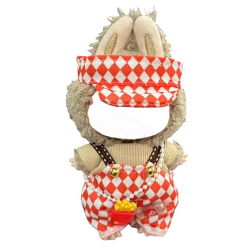 Juyuup 17cm Mädchen Plüschtier-Kleidungsset (Ohne Puppen) - Weicher Stoff-Latzhose & Mütze für 15-20cm Figuren (Stil 11) von Juyuup