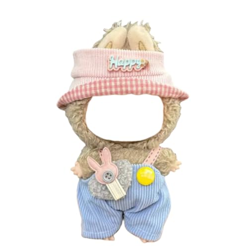 Juyuup 17cm Mädchen Plüschtier-Kleidungsset (Ohne Puppen) - Weicher Stoff-Latzhose & Mütze für 15-20cm Figuren (Stil 12) von Juyuup